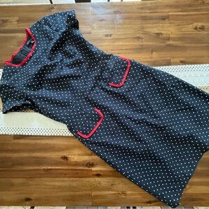 Brooks Brother | Polka Dot Sheath Dress with Red Trim